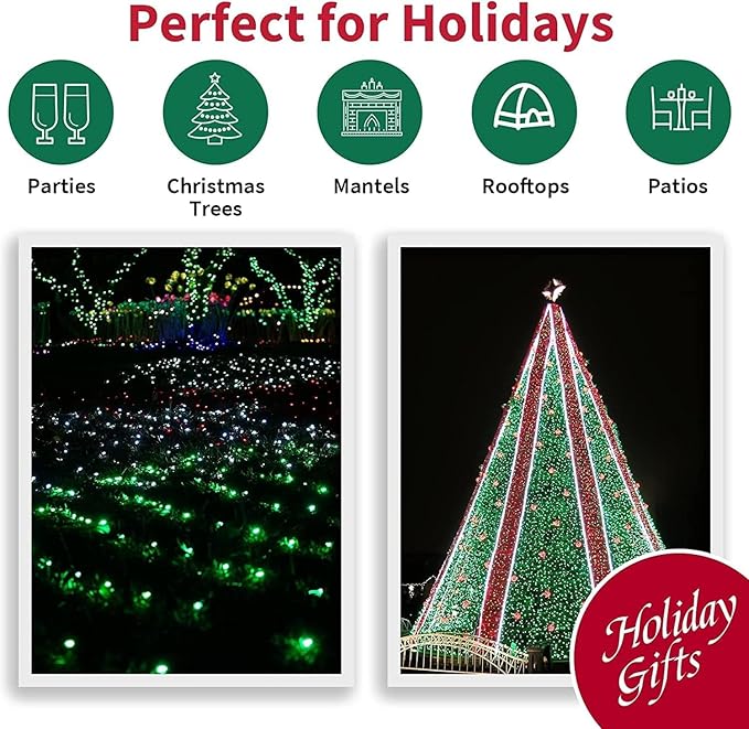LAMPHOME St. Patrick's Day Mini String Lights, 100 Count 20Ft Incandescent Bulb Waterproof Green Fairy Lights Plug in for Indoor Outdoor Halloween Party Patio Christmas Decor,Green