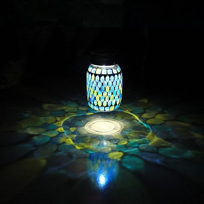 Solar Mosaic Lanterns 2-Pack, Outdoor Hanging LED Decor
