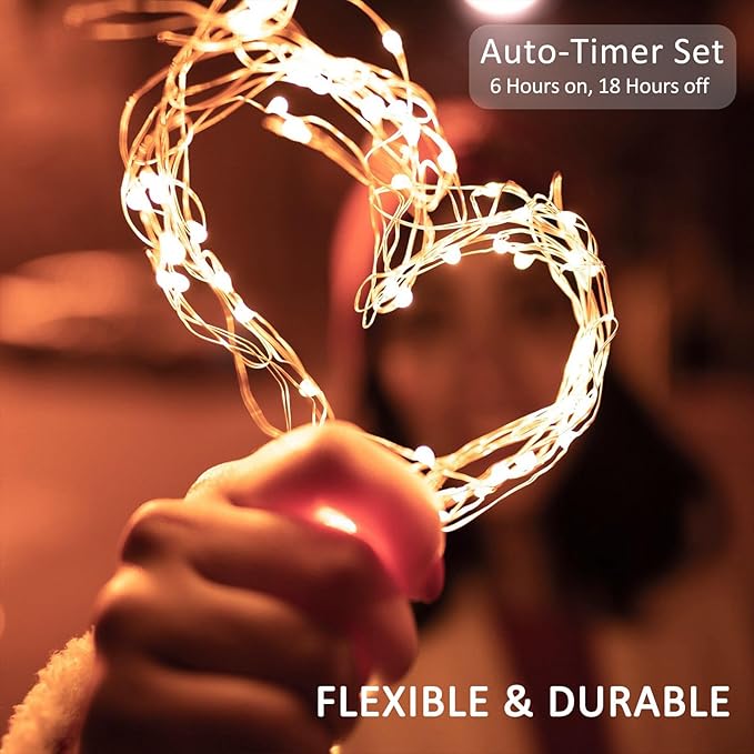 16-Pack 33ft Christmas LED String Lights, Waterproof Timer Lights