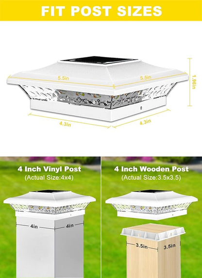 T-SUN 4x4 Post Cap Lights 18 Pack for Vinyl/Wooden Fence,Outdoor Waterproof Warm & Cool White, Deck Solar Post Lights for Patio Garden Yard Lighting