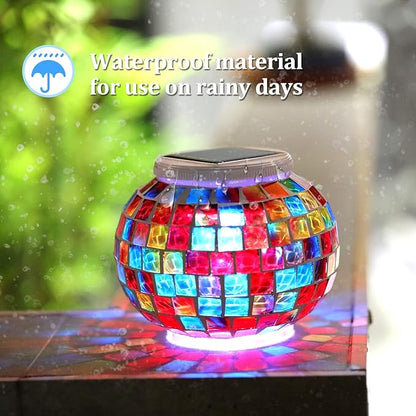 Color Changing Mosaic Solar Light Led Garden Lights，echargeable Solar Table Lights Outdoor Waterproof Solar Night Lights for Garden, Patio, Party，Outdoor/Indoor Decorations, Ideal Gift