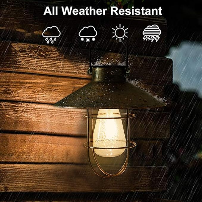 Rustic Backyard Solar Lanterns for Yard, Waterproof LED