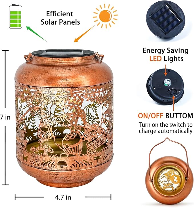 Gnome Solar Lantern Set, Metal Yard Lighting