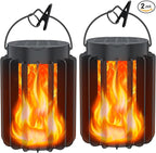 2-Pack Courtyard Solar Lanterns, Waterproof LED Outdoor Lights