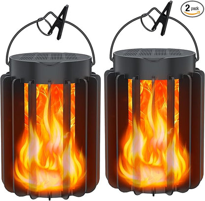 Solar Lanterns Outdoor Lights 2 Pack, Upgraded Flickering Flames Hanging Solar Lights for Outside, Solar Powered Lantern Waterproof, Lanterns Decorative for Yard Patio Garden Decor