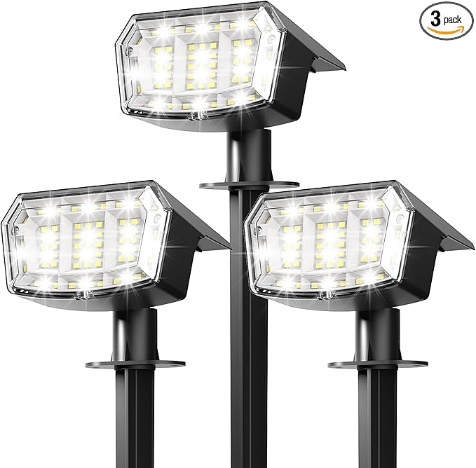 63 LED Solar Landscape Spotlights 3-Pack, LED