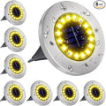8-Pack Solar Ground Disk Lights, Warm White Waterproof LED