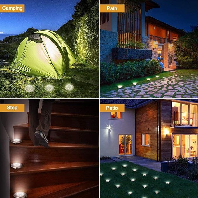 Aogist Solar Ground Lights, LED Garden Disk Lights In-Ground Outdoor Landscape Lighting for Lawn Patio Pathway Yard Deck Walkway (White,4 Packs)
