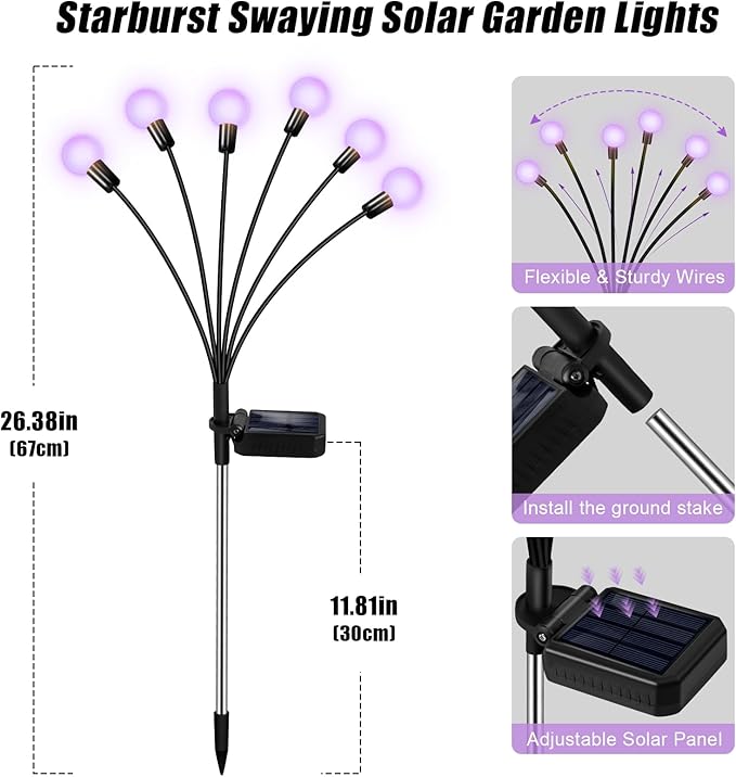 6-Pack Solar Pathway Lights, Waterproof LED Yard Lights