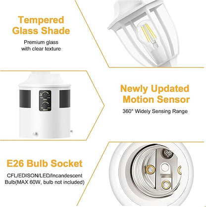 Lamomo Motion Sensor Outdoor Post Lights, Dusk to Dawn Lamp Post Light Fixture, Waterproof Aluminum Lamp Posts Outdoor Lighting Pole Lantern for Yard Patio Pathway Garden, White