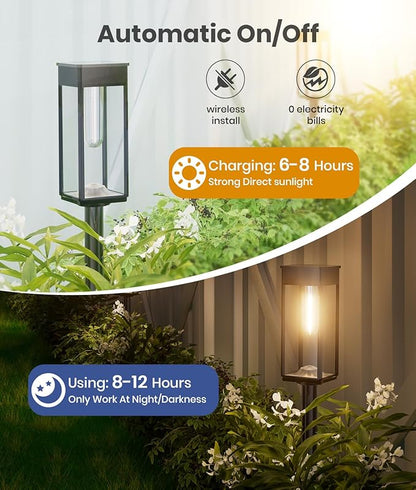 Bright Solar Lights Outdoor, 6 Pack Solar Pathway Lights Outdoor, Auto On/Off, IP65 Waterproof Solar Garden Lights Solar Powered Landscape Lighting for Yard Patio Walkway Driveway Pathway