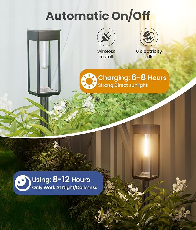 Solar Pathway Lights Outdoor, 12 Pack Bright Solar Lights Outdoor, Auto On/Off, IP65 Waterproof Landscape Lighting for Yard Patio Walkway Driveway Pathway (Warm White)