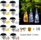 Wine Bottle Cork Fairy Lights 10-Pack, Solar LED