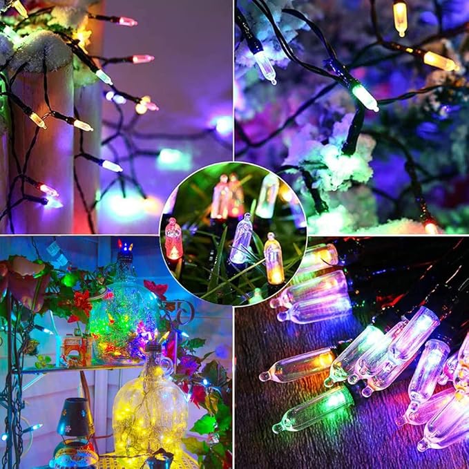33ft 100 LED Warm White to Multicolor Battery Operated Christmas Tree Lights 8 Modes String Lights Indoor Outdoor for Christmas Tree Halloween Holiday Party Bedroom Classroom Decoration