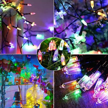 33ft 100 LED Warm White to Multicolor Battery Operated Christmas Tree Lights 8 Modes String Lights Indoor Outdoor for Christmas Tree Halloween Holiday Party Bedroom Classroom Decoration