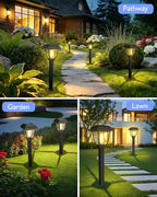 2-Pack Warm White Solar Path Lights, Outdoor Garden LED