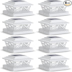 Warm White Solar Fence Post Caps 8-Pack, Fence LED