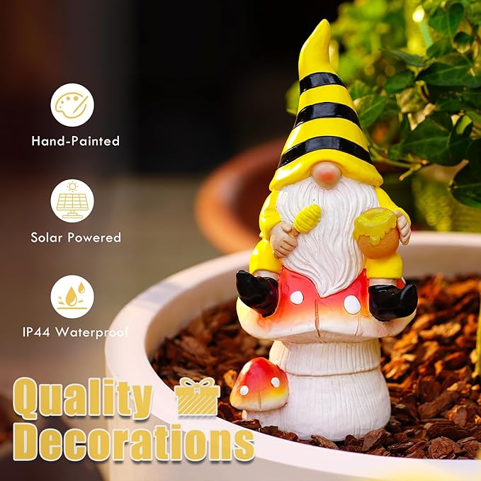 10" Solar Gnome Garden Statue Light, Outdoor Decor