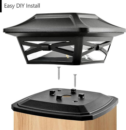 Davinci Lighting Flexfit Solar Outdoor Post Cap Lights - Includes Bases for 4x4 5x5 6x6 Wooden Posts - Bright LED Light - Slate Black (4 Pack)