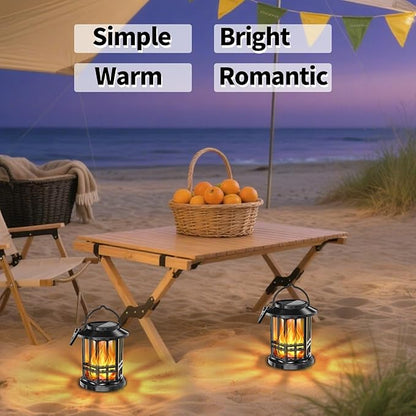 Solar Lanterns Outdoor Waterproof,Flickering Flame Landscape Lanterns ,Solar Powered Outdoor Hanging Lights Decor for Garden, Yard, Patio, Porch 2 Pack