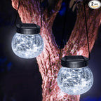 2-Pack Globe Solar Lanterns, Waterproof LED Outdoor Lights