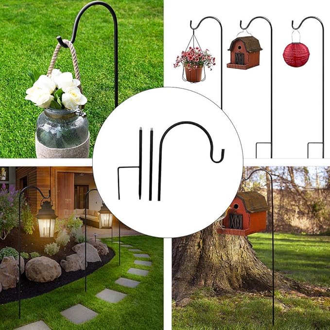 2-Pack 35" Garden Shepherd Hooks, Iron Plant Hangers