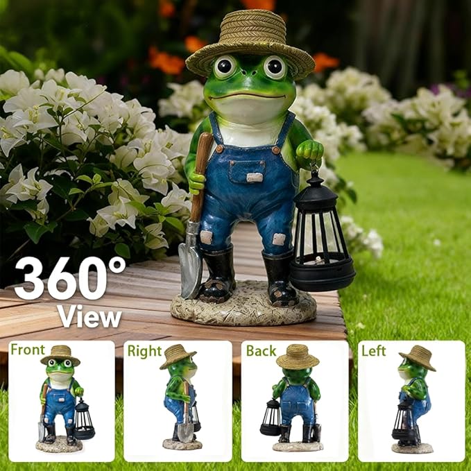 11" Solar Frog Garden Statue Light, Outdoor Decor