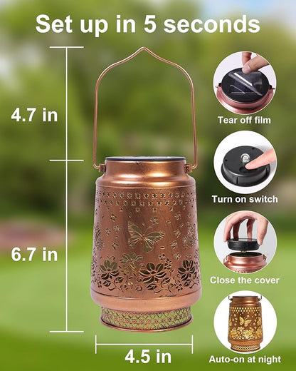 Butterfly Gifts for Women Butterfly Solar Lantern Mothers Day Gifts Birthday Gifts for Women Mom Grandma Sister Friend Garden Decor Metal Solar Lights Outside Decorative for Yard Patio Pathway Porch