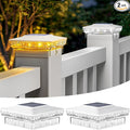 2-Pack White Patio Post Cap Lights, Solar LED