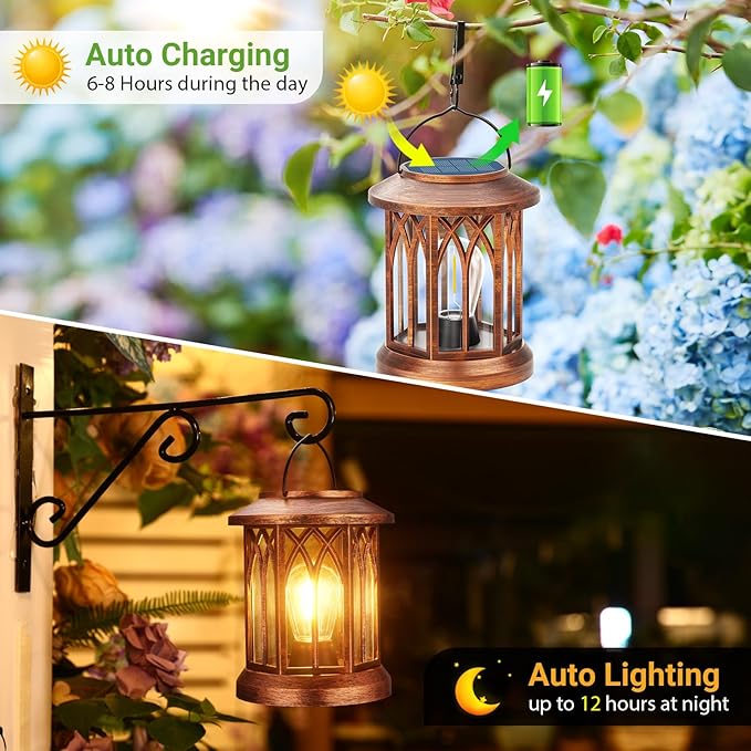 Courtyard Solar Lantern Set 6-Pack, Metal Garden Lighting