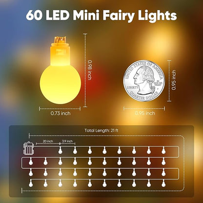 21ft Christmas LED String Lights, Waterproof Timer Lights