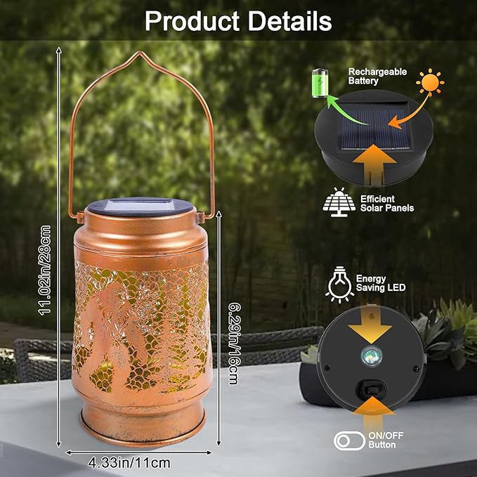 Bigfoot Solar Lanterns Outdoor Waterproof - Wxiben Bigfoot Sasquatch Gifts for Men Women, Big Foot Metal Solar Hanging Lights, Decorative LED Lanterns for Tabletop Yard Patio Lawn Garden Decor