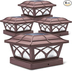 4-Pack Solar Post Cap Lights, Warm White Waterproof