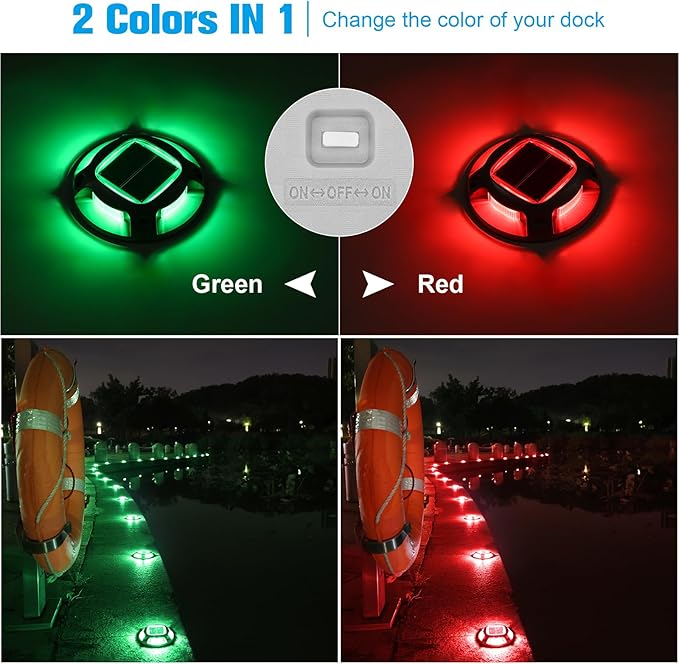 4-Pack Solar Deck Lights, Red Waterproof LED