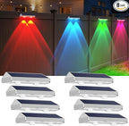 Sleek Solar Stair Lights 8-Pack, Multi-Color LED