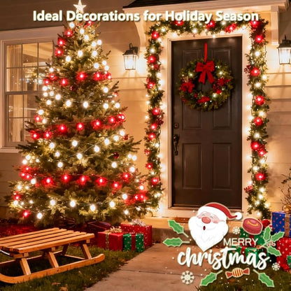 Christmas Backyard String Lights 2-Pack, 18ft 50 LED Waterproof
