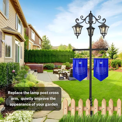 iplusmile Lamp Post Cross Arm Replacement: 22" Cross Arm Ladder Rest Handle with Removable Decorative Spheres for Outdoor Lamp Posts Poles, Black