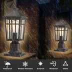 2-Pack Black Solar Patio Post Lights, Outdoor LED Caps
