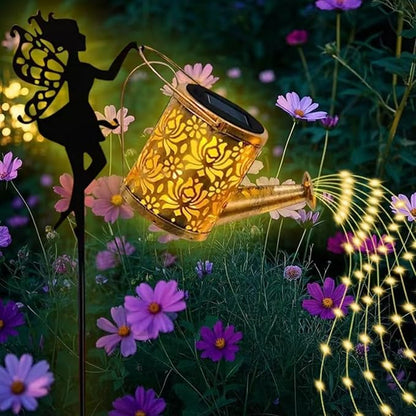 Solar Watering Can Lights,Garden Decor Solar Fairy Watering Lantern, LED Solar Fairy Outdoor String Lights, Star Shower Garden Light for Patio Path Tree Lawn Patio Path(with Hook)
