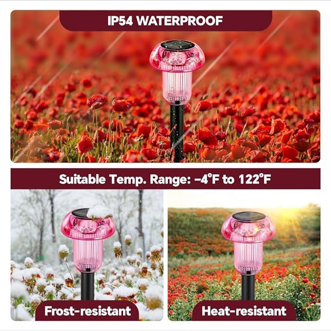 4-Pack Solar Pathway Lights, Waterproof LED Walkway Lights