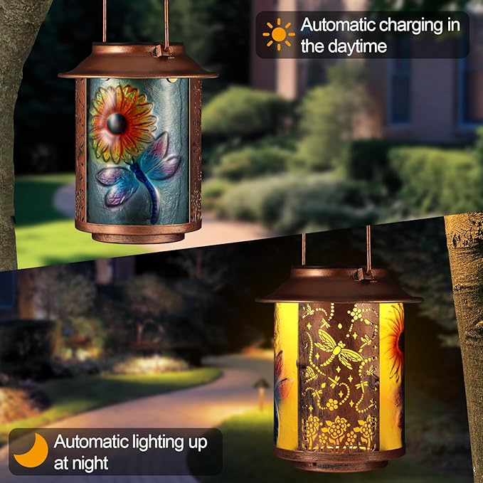 Charming Dragonfly Solar Lanterns for Patio, Waterproof LED