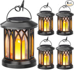 4-Pack Decorative Garden Solar Lanterns for Porch, Waterproof LED