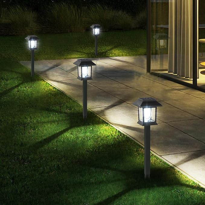 12-Pack Solar Pathway Lights, Waterproof LED Walkway Lights