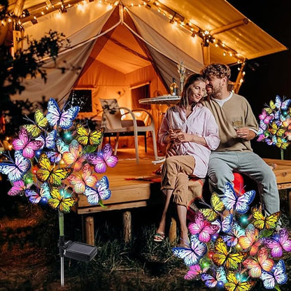 Solar Garden Stake Lights, 8-Pack 176 LED Butterfly & Flower Waterproof Yard Decor Lights