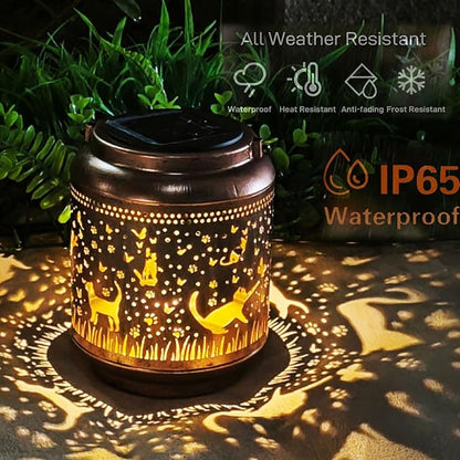 Cat Solar Lanterns Outdoor Waterproof Hanging,Garden Decor Metal Watering can Lights,Solar Lights Cat Gifts for Women Mom Decorative Lanterns for Patio,Lawn,Porch,Landscape,Pathway,Garden Deco