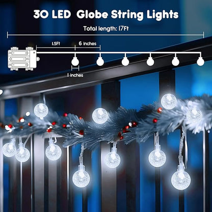 White Patio String Lights, 17ft Weatherproof LED