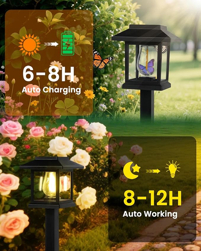 Albelt Solar Pathyway Lights Outdoor, 8 Pack Waterproof Solar Garden Lights with Auto On/Off, Landscape Lighting for Garden, Yard, Pathway, Patio, Driveway Decor
