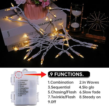 2-Pack Christmas LED String Lights, Waterproof Timer Lights