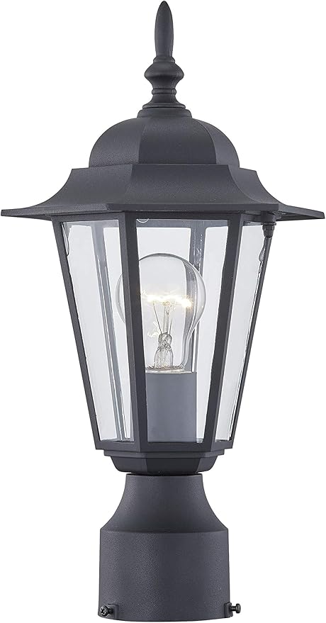 Black Lamp Post Light with Planter, Solar Outdoor