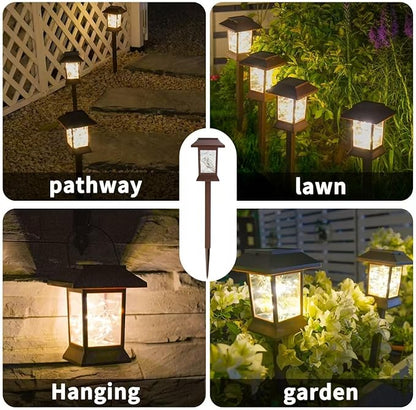 6Pack Solar Pathway Lights Outdoor Waterproof IP65, Solar Lights Outdoor with Hook, Upgraded 1000mAH Battery, Up to 12Hrs, Auto On/Off, Garden Decor for Yard, Driveway, Walkway (LED)
